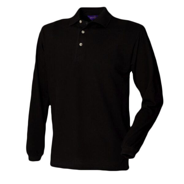 Henbury Long Sleeve Cotton Piqué Polo Shirt Thumbnail